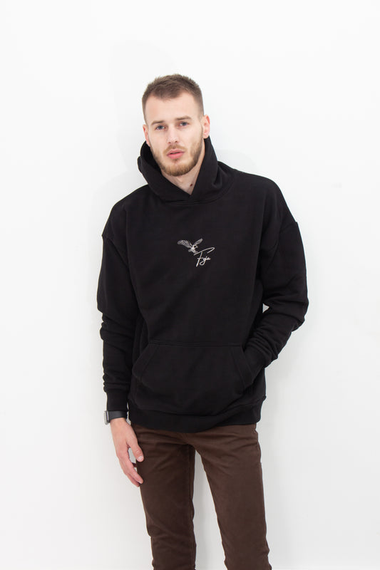 EAGLE OVERSIZED HOODIE -BLACK-